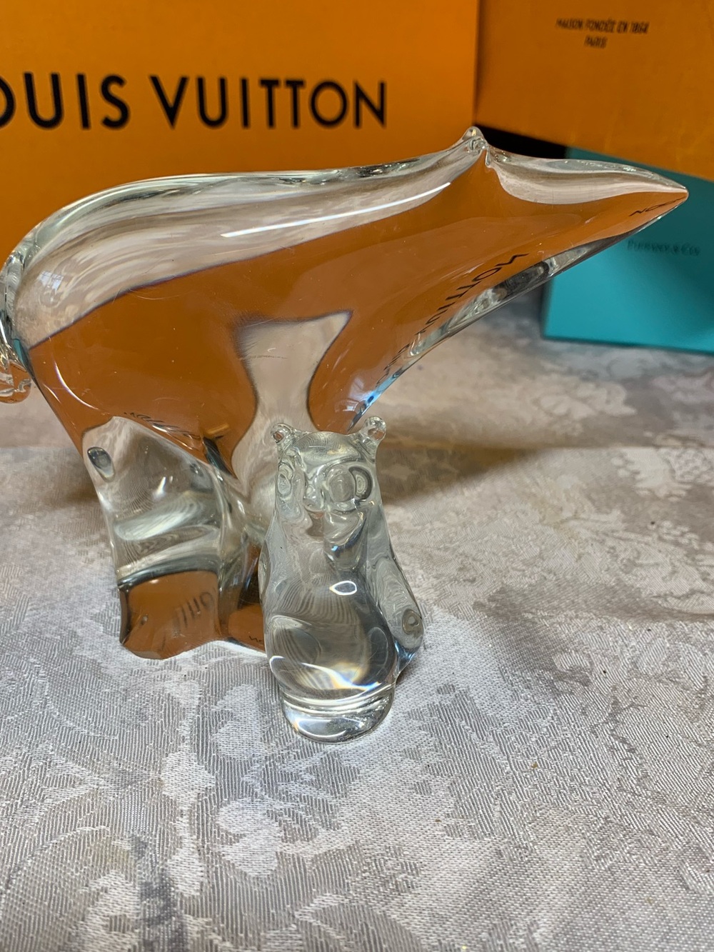 Canadian North Glass Bear Sculpture Paperweight.